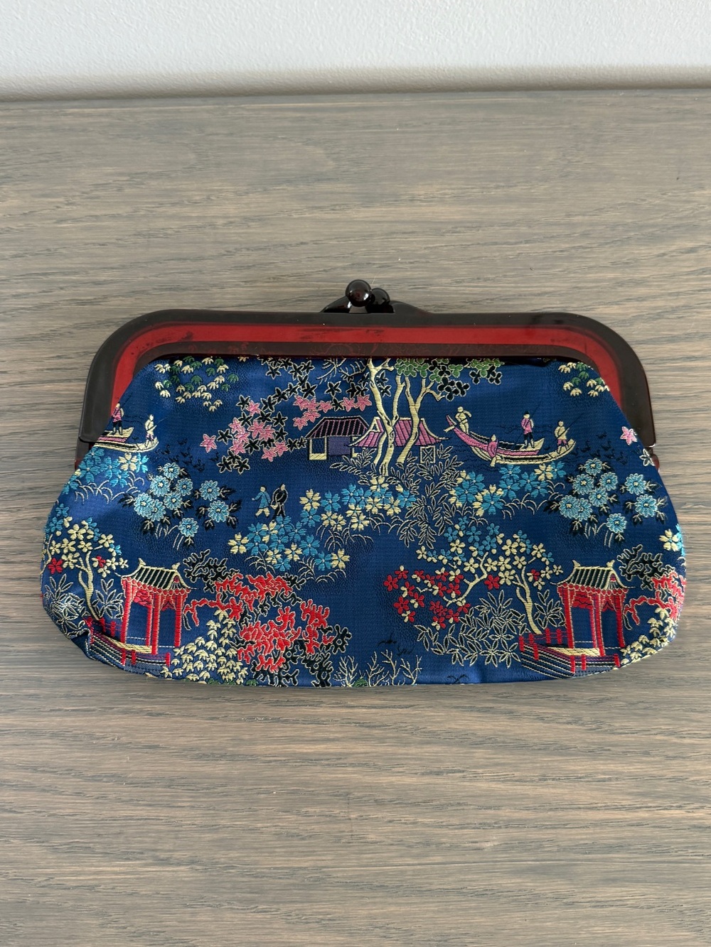 Vintage  blue satin silk / satin clutch